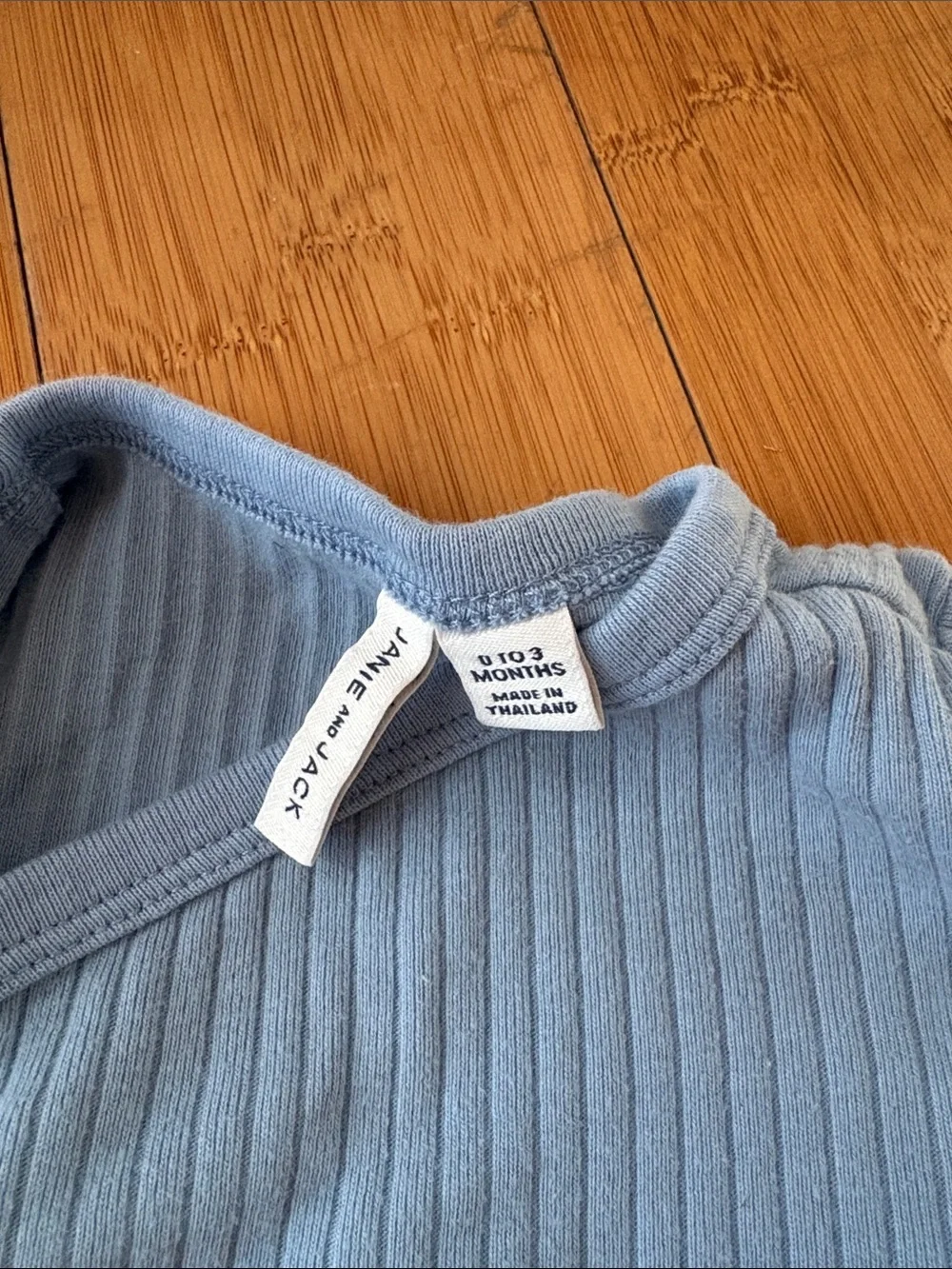 Janie and Jack Light Blue Ribbed Side-Snap Bodysuit